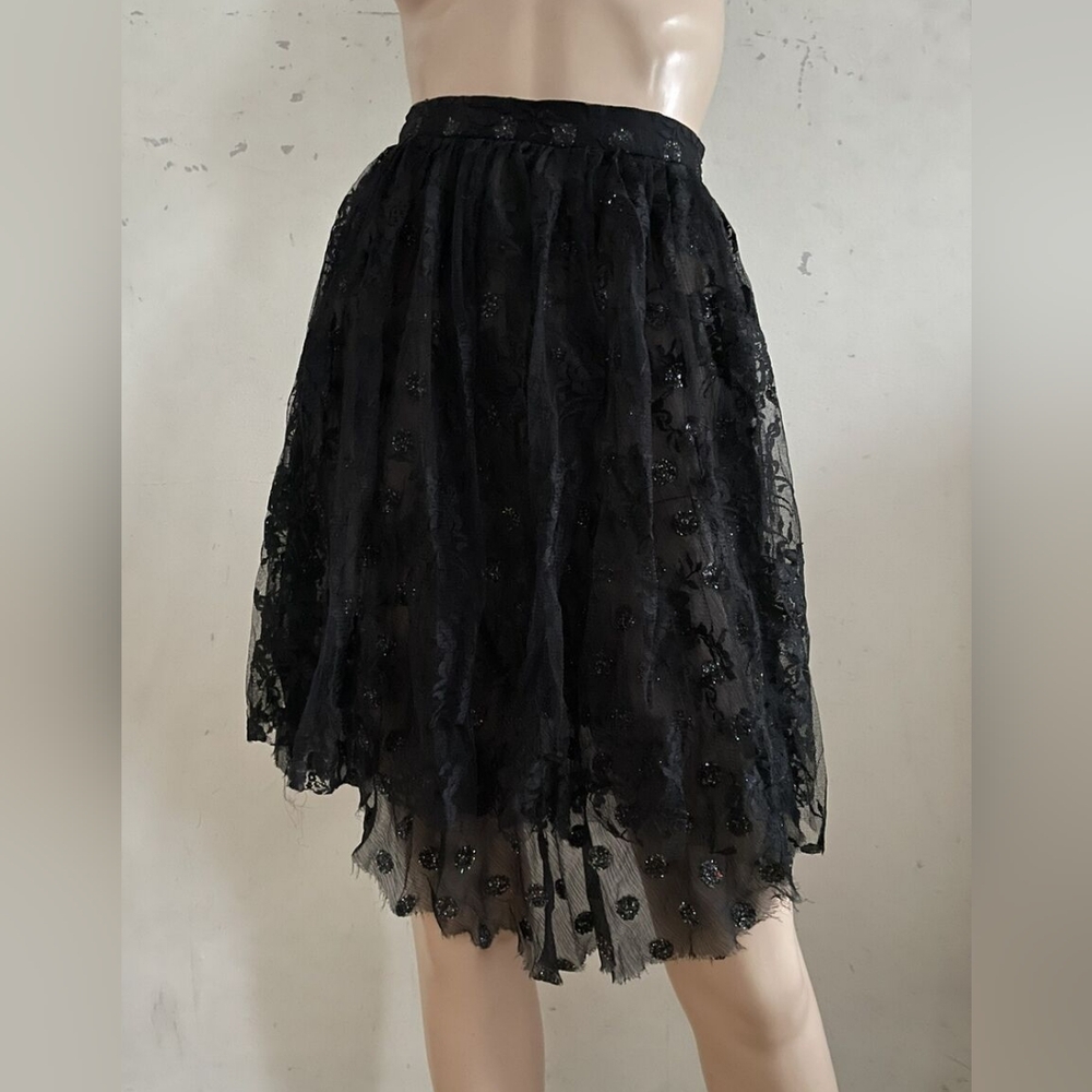 Meadham Kirchoff for TopShop glitter lace skirt sz 8
